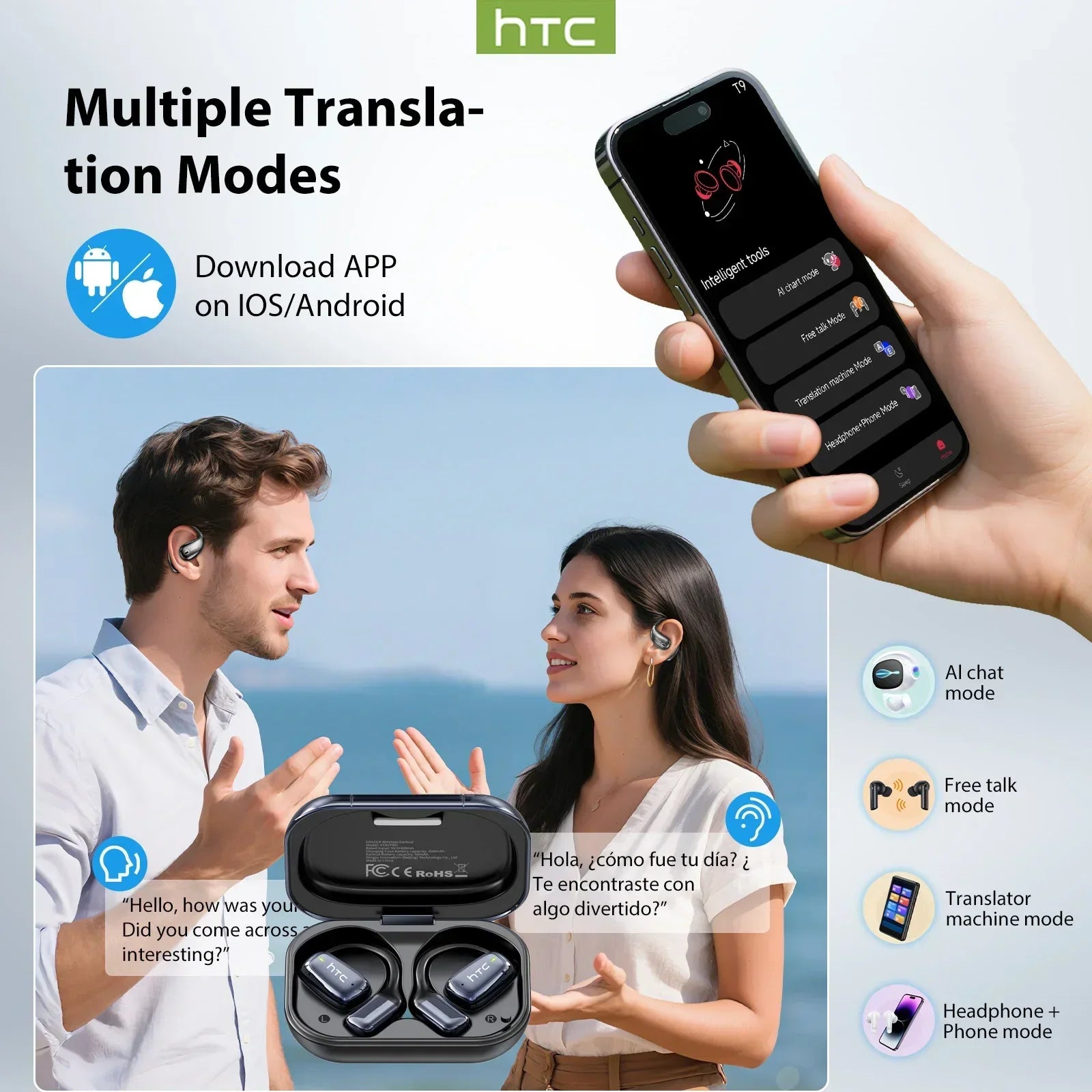 AI Translator Earbuds – Real-Time 134 Language Translation Bluetooth