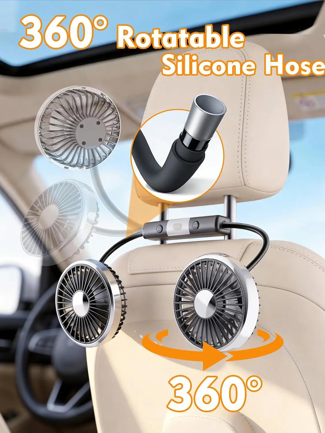 360° Dual USB Car Fan