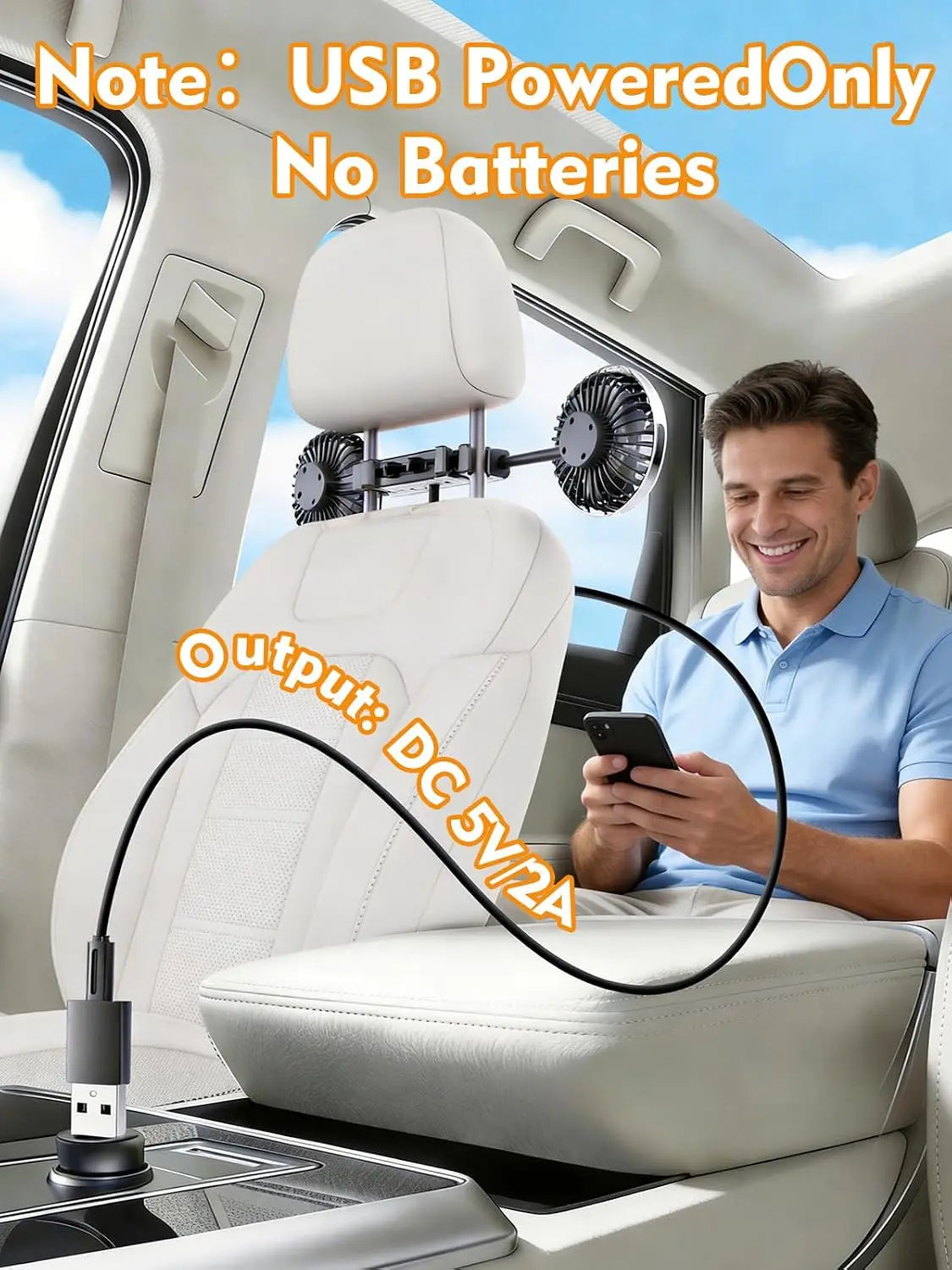 360° Dual USB Car Fan